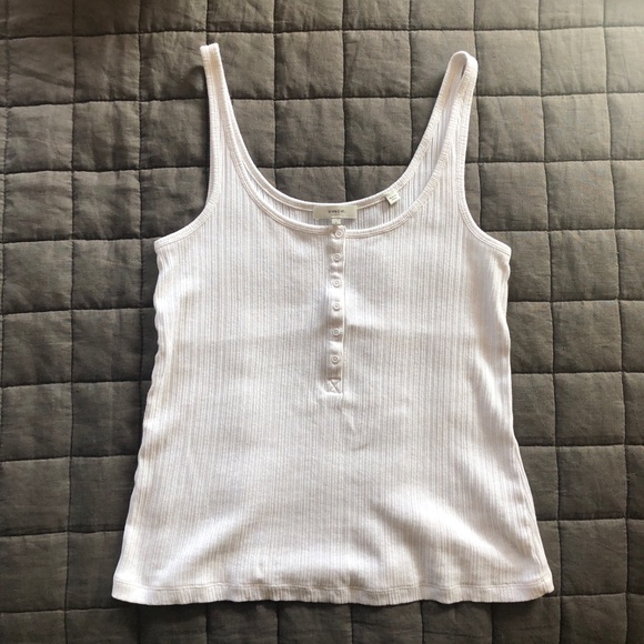 Vince Henley Ribbed Knit Cotton Camisole L - Picture 4 of 6